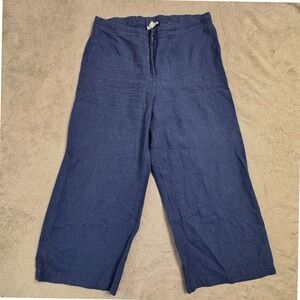 J. Jill Love 100% Linen Wide Leg Pants Blue Size Medium Great Condition! Clean!